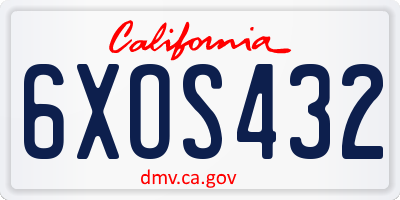 CA license plate 6XOS432