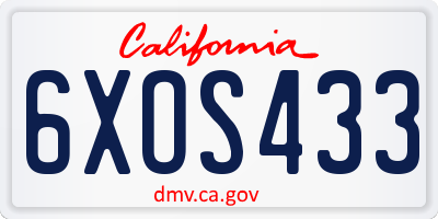 CA license plate 6XOS433