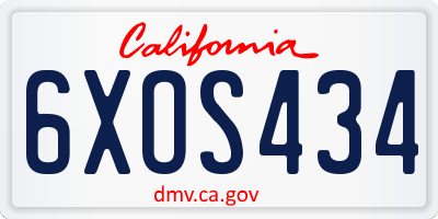 CA license plate 6XOS434