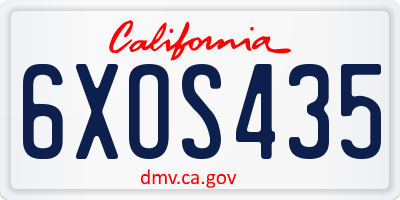 CA license plate 6XOS435
