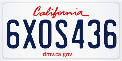 CA license plate 6XOS436