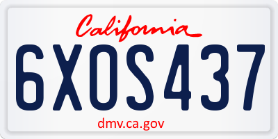 CA license plate 6XOS437