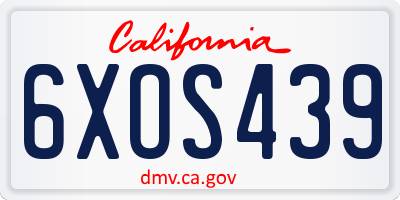 CA license plate 6XOS439