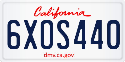 CA license plate 6XOS440