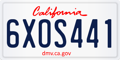 CA license plate 6XOS441