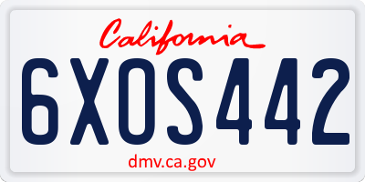 CA license plate 6XOS442