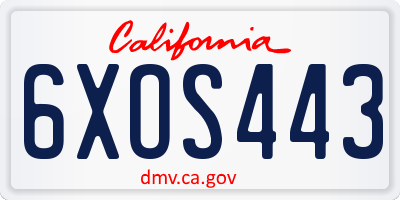 CA license plate 6XOS443
