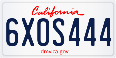 CA license plate 6XOS444