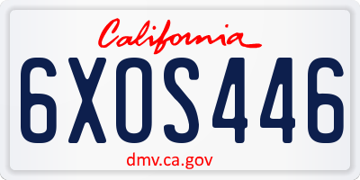 CA license plate 6XOS446