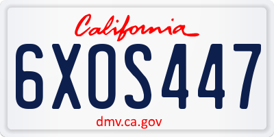 CA license plate 6XOS447