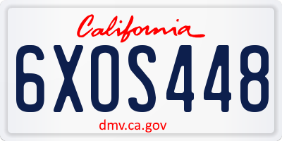 CA license plate 6XOS448