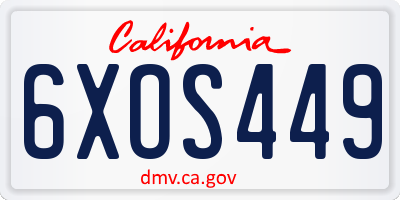 CA license plate 6XOS449