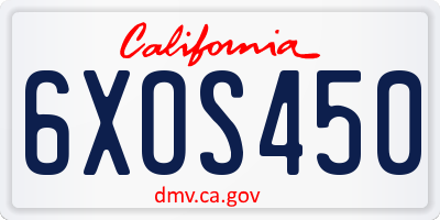 CA license plate 6XOS450