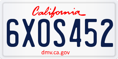 CA license plate 6XOS452