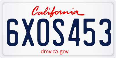 CA license plate 6XOS453