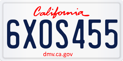 CA license plate 6XOS455