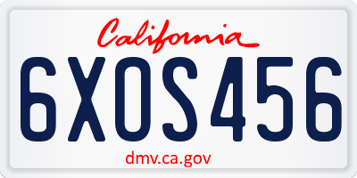CA license plate 6XOS456
