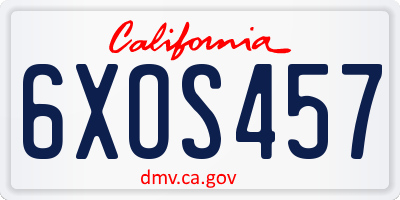 CA license plate 6XOS457