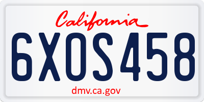 CA license plate 6XOS458