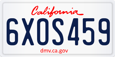 CA license plate 6XOS459