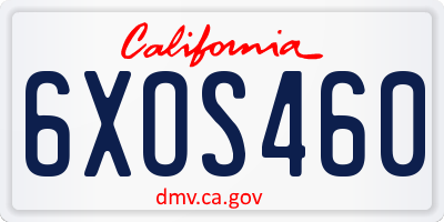 CA license plate 6XOS460