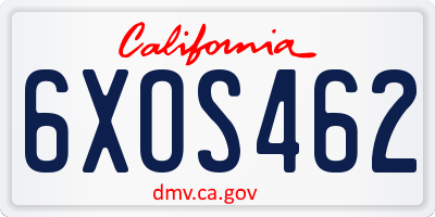 CA license plate 6XOS462