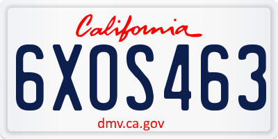 CA license plate 6XOS463