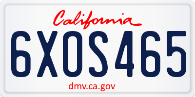 CA license plate 6XOS465