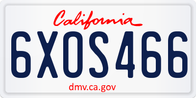 CA license plate 6XOS466