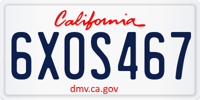 CA license plate 6XOS467
