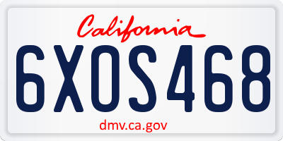 CA license plate 6XOS468