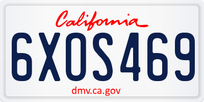 CA license plate 6XOS469