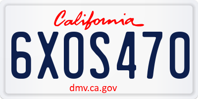 CA license plate 6XOS470
