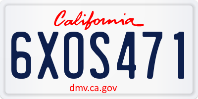 CA license plate 6XOS471