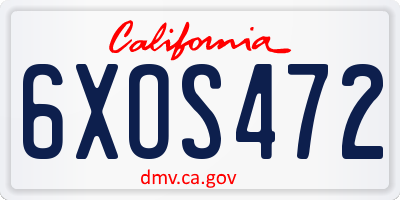 CA license plate 6XOS472