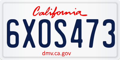 CA license plate 6XOS473