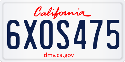 CA license plate 6XOS475
