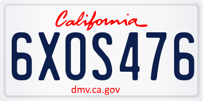CA license plate 6XOS476