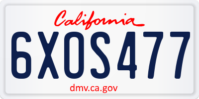 CA license plate 6XOS477