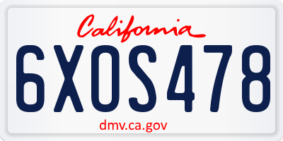 CA license plate 6XOS478