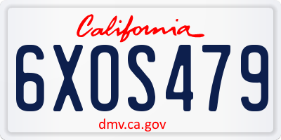 CA license plate 6XOS479