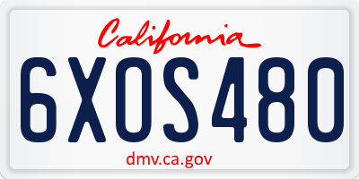 CA license plate 6XOS480