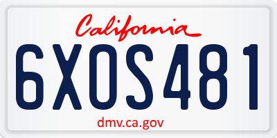 CA license plate 6XOS481