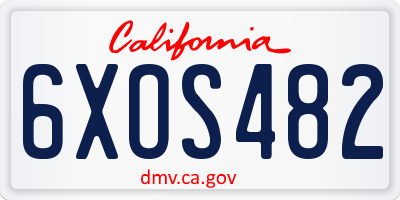 CA license plate 6XOS482