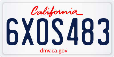 CA license plate 6XOS483
