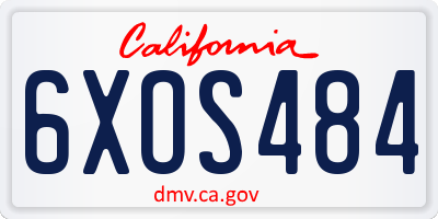 CA license plate 6XOS484