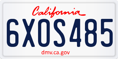 CA license plate 6XOS485