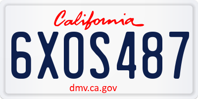 CA license plate 6XOS487