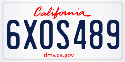 CA license plate 6XOS489