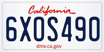 CA license plate 6XOS490